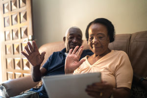 older couple on video call - mental health concern