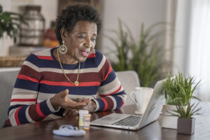 woman researching medication related fall risks